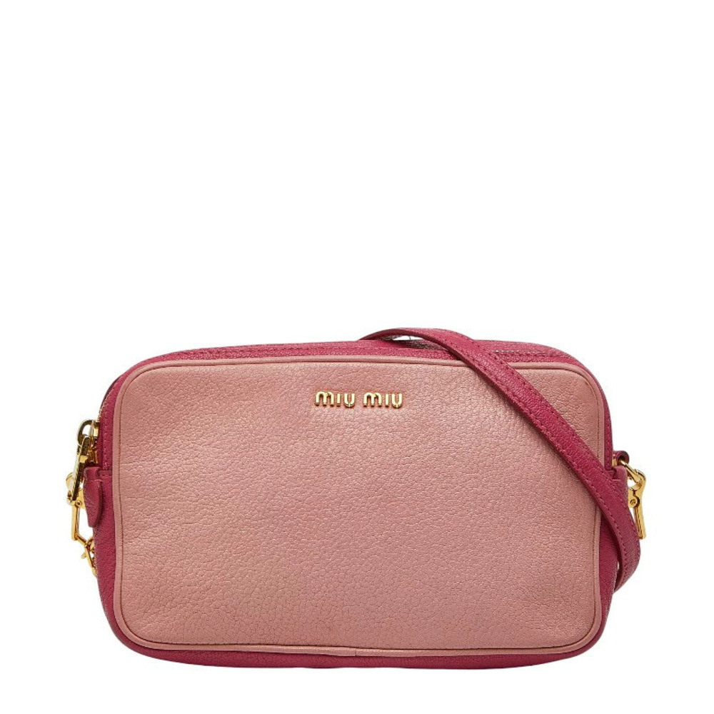 Miu Miu red Goatskin Madras Miu Logo Crossbody Bag textured leather
